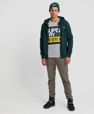 Superdry Collective Cipzár Férfi Kapucnis Pulóver MélyZöld | QOPBW5783